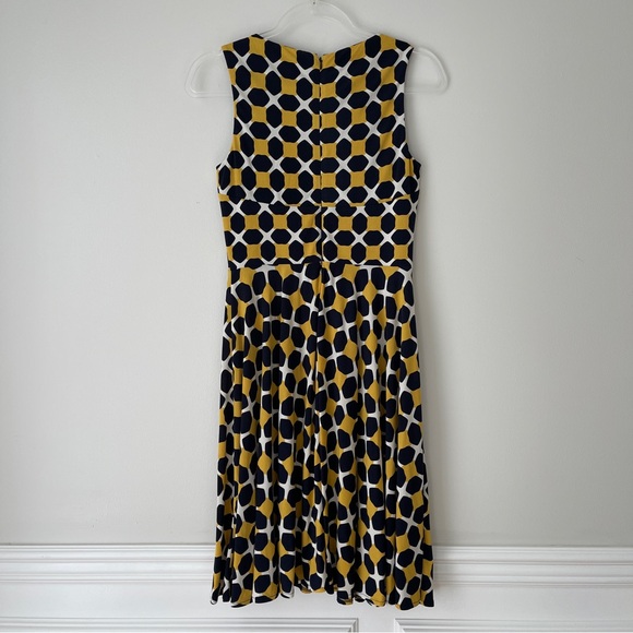 Donna Morgan Whitt Jersey Dress Honeycomb Navy blue Mustard yellow‎ Sz 0 - Picture 9 of 9